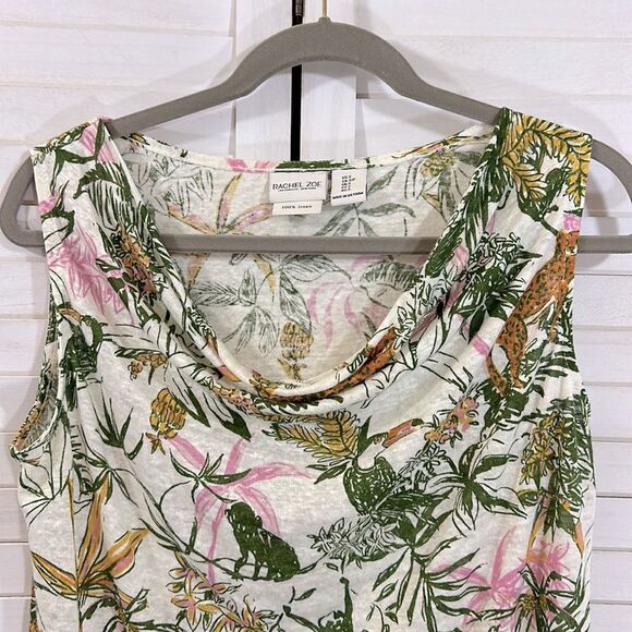 Rachel Zoe Linen Top Small Tropical Sleeveless NWOT - Picture 7 of 15